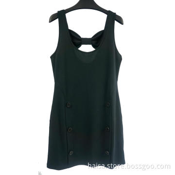 Black V-neck Slimming Dress